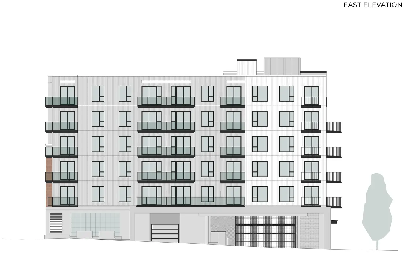 Coloured east elevation, Main 19th