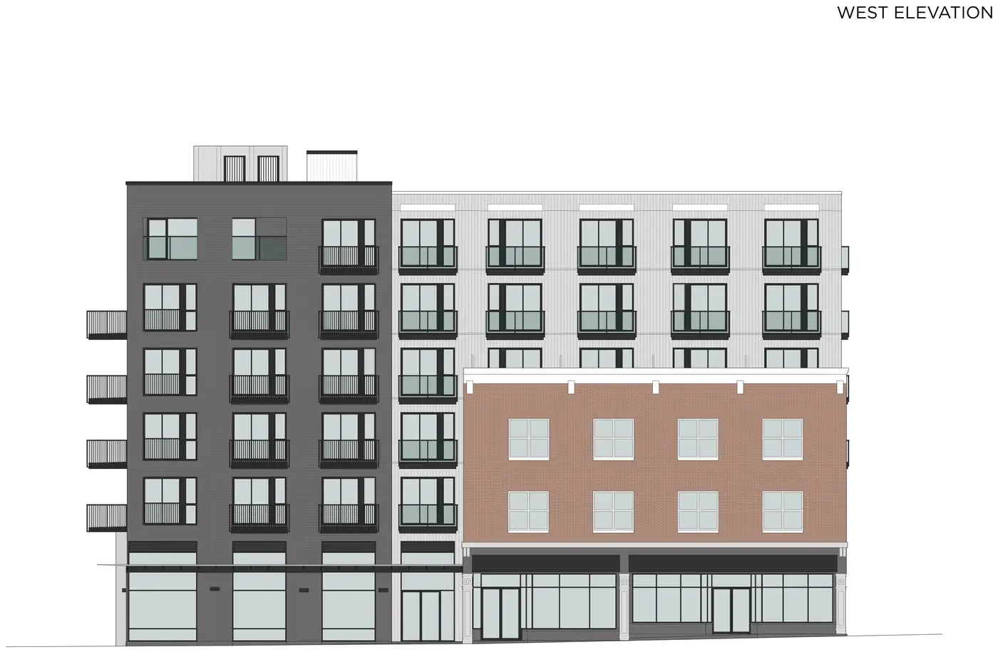 Coloured west elevation, Main 19th