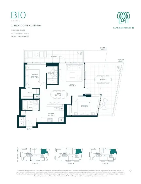 Marketing insert, Park Residences II plan B10