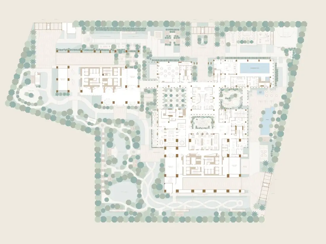 Soft-toned resort siteplan